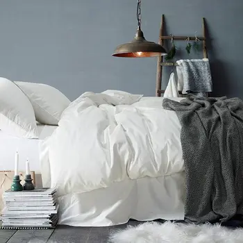 

Luxury Solid Color Egyptian Cotton Bedding Set Duvet Cover Sheet Pillowcase King Queen Size White Gray Blue Bed Linen40