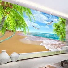 Photo Wallpaper 3D Nature Landscape Coco Seaside Murals Living Room TV Sofa Theme Hotel Background Wall Cloth Papel De Parede 3D