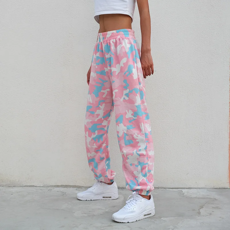 HOUZHOU Pink Camouflage Pants Womens Camo Cargo High Waist Trousers Harajuku Joggers Elastic Waist Streetwear Pantalon Female HOUZHOU Pink Camouflage Pants Womens Camo Cargo High Waist Trousers Harajuku Joggers Elastic Waist Streetwear Pantalon Female