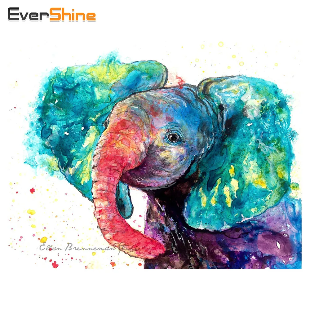

EverShine Animal 5D DIY Diamond Painting Full Square Elephant Diamond Embroidery Cross Stitch Rhinestone Mosaic Painting Decor
