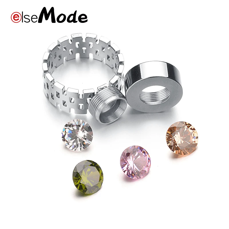 ELSEMODE Top Quality Novel Stainless Steel Interchangeable Ring For Women Famous Brand 4 Colors CZ Stone Wedding Rings