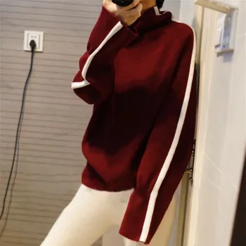 

HLICYUM 2018 Autumn Flare Sleeve Half Turtleneck Lady Female Tops Women Sweater Clothes New Fashion Korean New 2 Colors