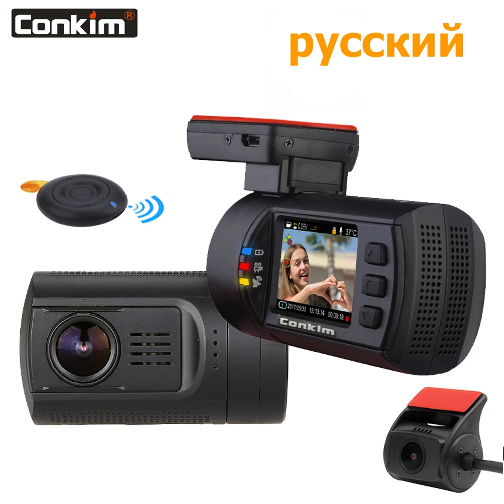 Видеорегистратор Conkim Mini 0906 PRO с двумя камерами GPS 1080P FHD конденсатор заднего вида