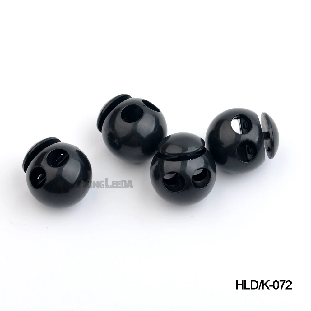 

Free shipping 120pcs 18*20.5*5mm 2 holes black plastic round ball cord lock end toggles spring clip stoppers HLD/K-072