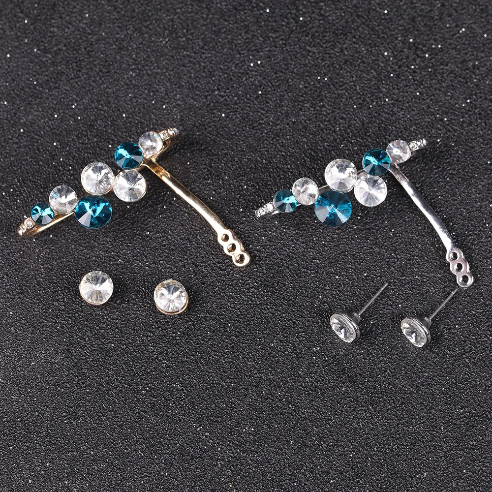 Новые Brincos клипсы со стразами серьги букле d'oreille Bijoux Кафф с кристаллами серьги для женщин Свадебные украшения