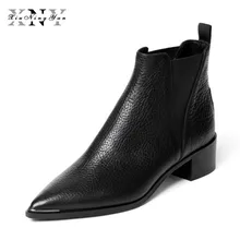 XIUNINGYAN/женские кожаные ботинки; черные женские зимние ботинки «Челси»; женские ботильоны без застежки; Брендовая обувь; Chaussure Bottes Femme