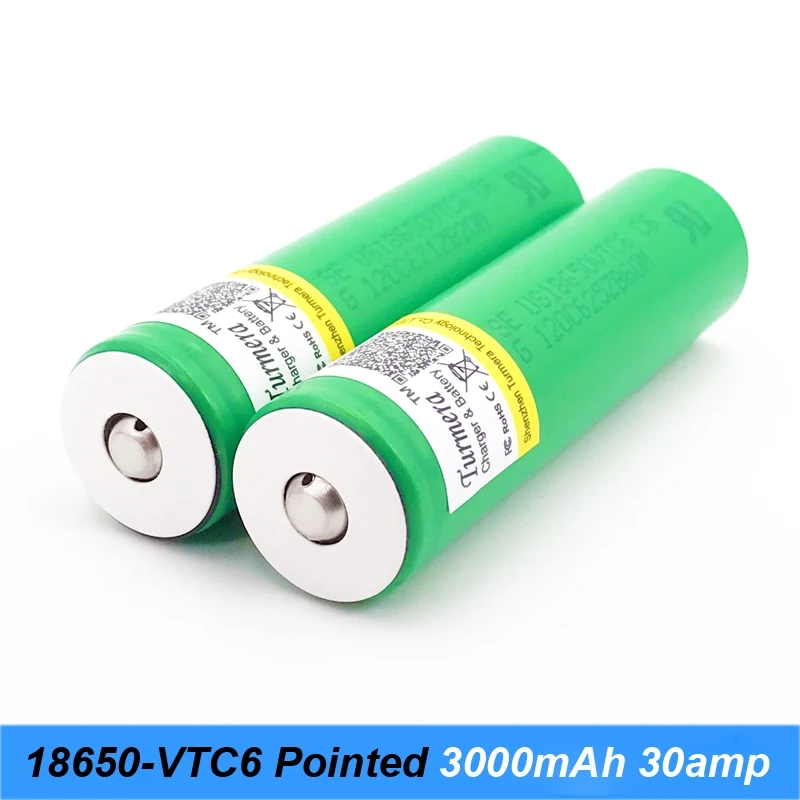 original 18650 VTC6 30amp for e cigarette rx200 flshlight 18650 with pointed rechargeable batteries for screwdrivers j10