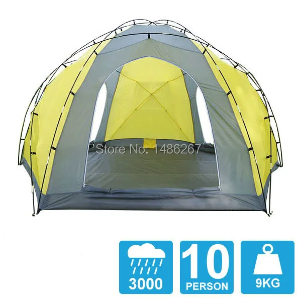 8-10 человек Высокое качество ветрозащитная Водонепроницаемая наружная 3000 мм Шестигранная палатка прочная семейная туристическая Шестерня вечерние Шатры