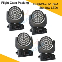 4 шт./лот) F светильник чехол Функция масштабирования 36*18 Вт движущаяся головка RGBWAUV 6в1 светодиодный сценический светильник для Dj Zoom Wash светильник
