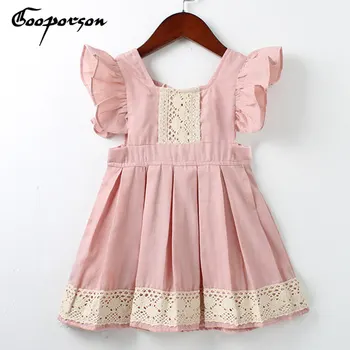 

Baby Girl Princess Dress Pink Girls Fashion Dress Puff Sleeve Kids Summer Slothes Dress With Lace New 2017 Design Children Dress