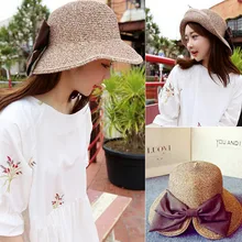 Hot New Fashion Summer Casual Women Ladies Hat Wide Brim Beach Bowknot Sun Hat Elegant Straw Floppy Cap For Women Dating Hats