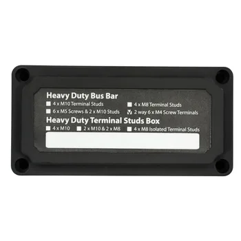 

Universal 100A 48VDC Car Bus Bar Power Negative Distribution Box Black Terminal Block 2 way Heavy Brass Nickel Plated