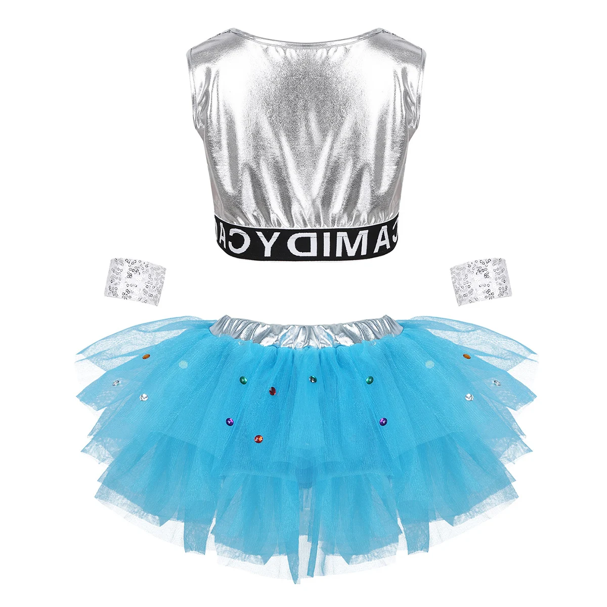 Клетчатый детский топ с металлическими блестками для девочек балетная пачка