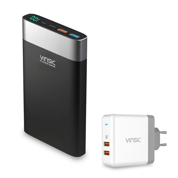 Dual USB QC Charger Vinsic 20000 мАч Быстрая зарядка 3,0 внешний аккумулятор QC3.0 двойной usb type-C литий-полимерный внешний аккумулятор для samsung iPhone X 8 8P Xiaomi - Цвет: Dual USB QC Charger