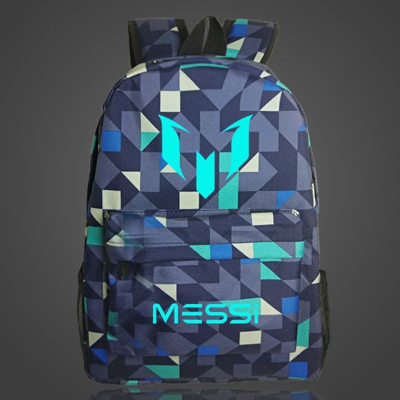 plaid Рюкзак с логотипом Messi, светящийся в темноте, сумка для мужчин, мальчиков, Барселона, девочек, дорожная сумка для подростков, школьная Детская сумка, рюкзак Mochila Bolsas Escolar - Цвет: plaid