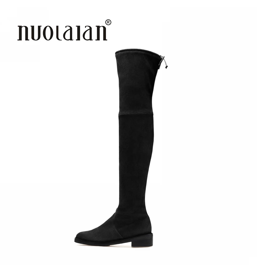 

Women Over The Knee Boots Suede Thigh High Boots 2018 Autumn Winter Ladies Fashion Fur Warm Chunky Heel Boots Snow Shoes Woman
