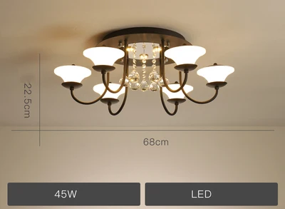 Black 6 light 45W Современный светодиодный потолочный светильник скандинавский декоративный светильник для дома роскошный ресторан лампа креативная гостиная спальня Хрустальный потолочный светильник - Цвет корпуса: Black 6 light 45W