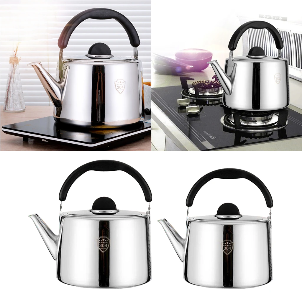 Stainless Steel Whistling Kettle Tea Pot with PP plastic grooved handle stove Kitchen Teakettles For Gas Electric Hobs