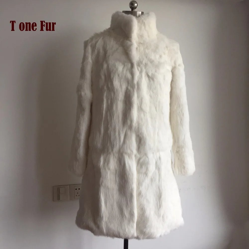 2019 Новое поступление очень длинное пальто из натурального кроличьего меха