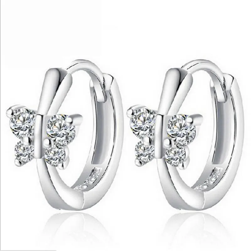 Classic butterfly zircon earrings Prevent allergy Earring buckle girls