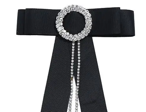 Europeans And Americans Exaggerated Bows With Drill Fringed Collar Popular Brooch Accessories For Cross-border - Цвет: Черный