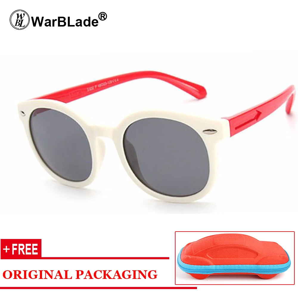 white red Детские поляризованные солнцезащитные очки TAC UV400 для мальчиков и девочек, классные TR90 резиновые Повседневные очки дома и на открытом воздухе очки Новинка с чехлом - Цвет линз: white red