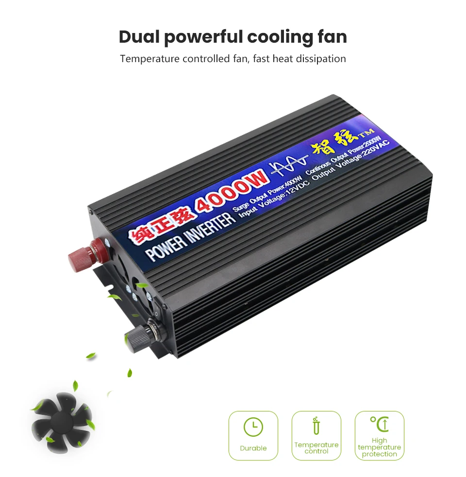 SUNYIMA Чистая синусоида Инвертор DC12V/24 V к AC220V 4000W Двойной цифровой дисплей усилитель конвертера мощности для автомобиля солнечный инвертор