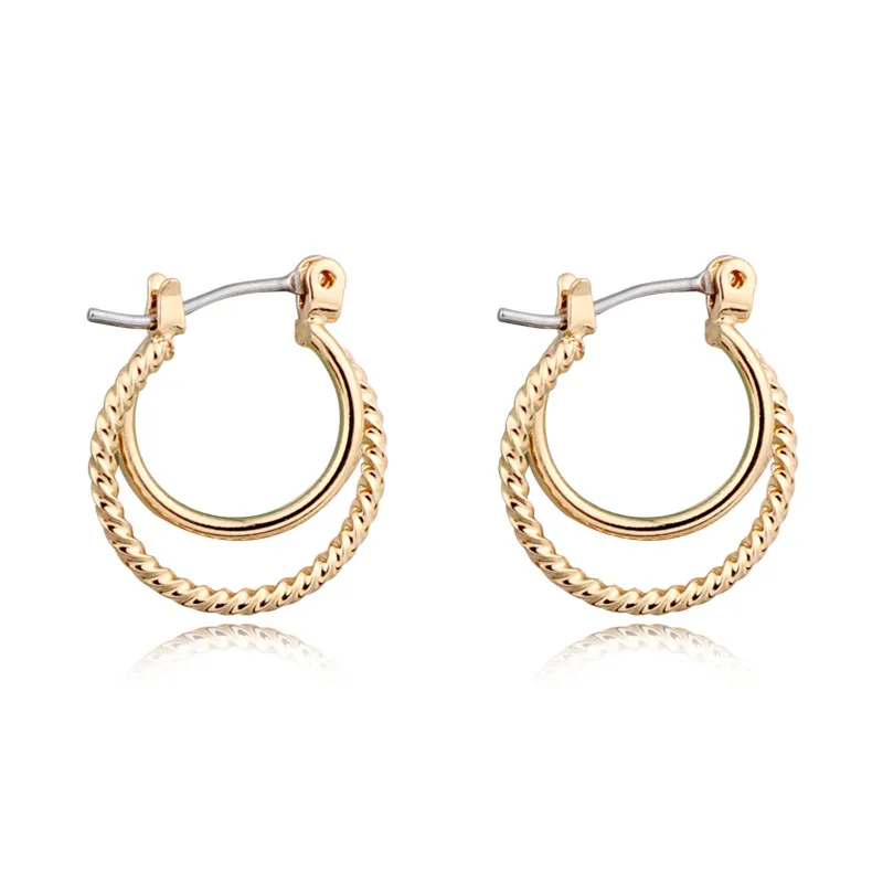 

1 Pair Personality Double Layer Charm Smooth Point Hoop Earring Gold Silver Color Exquisite Round Earring For Women JewelryE134
