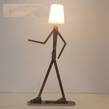 

2020 Rustic Wooden people Floor Lamp linen Lampshades Classical Light