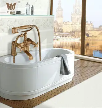 

Free Shipping Antique Bathroom Dual Handle Wall Mounted Bathtub Shower Set Mixer Set Faucet Tap Bathroom Shower FES-5550