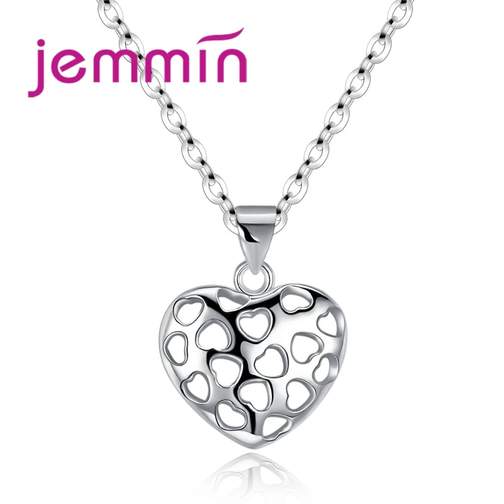 

JEMMIN 925 Sterling Silver Luxury Heart-Shaped Pendant Necklace Women Engagement Wedding Party Jewelry Girl's Birthday Gifts