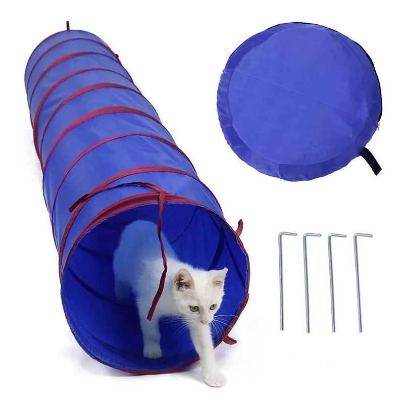 Cat Dog Tunnel Premium S-Shaped Tunnels Collapsible Cat Play Tunnel Toy Interactive Cat Tube with Pompon and Bells for Cat Puppy