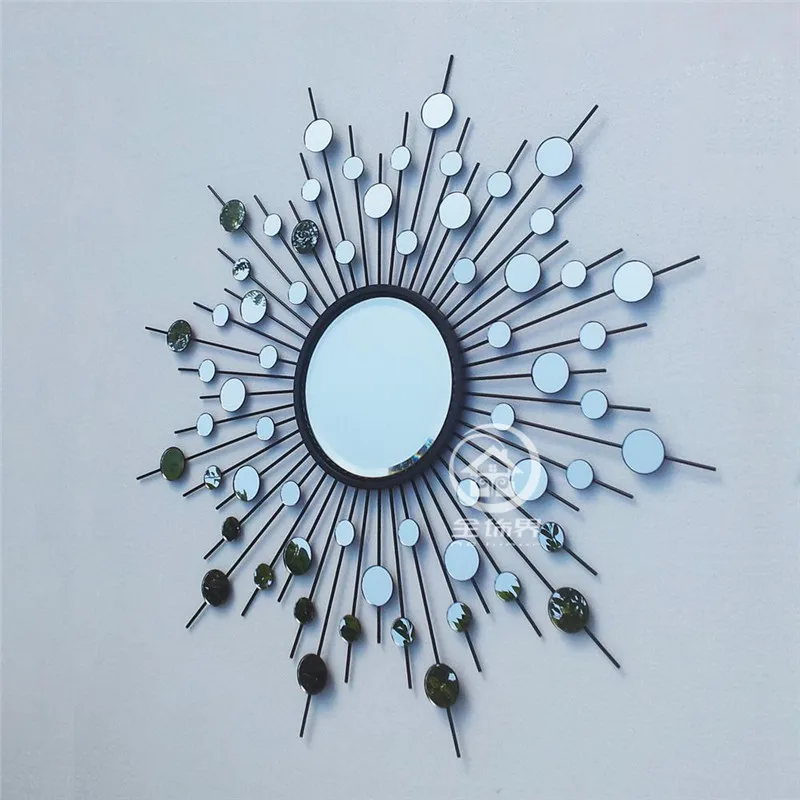 88 см роскошное Кованое железо зеркальное зеркало для солнечных лучей 3D стерео зеркало ремесла настенное украшение Фреска украшение для гостиной R1503
