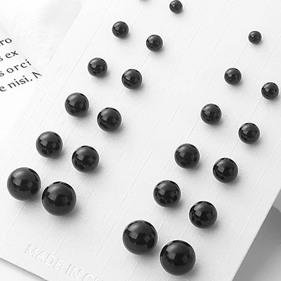 Корейские модные черно-белые серьги с искусственным жемчугом, геометрические круглые серьги, новые жемчужные серьги для женщин, темпераментные элегантные ювелирные изделия - Окраска металла: 01