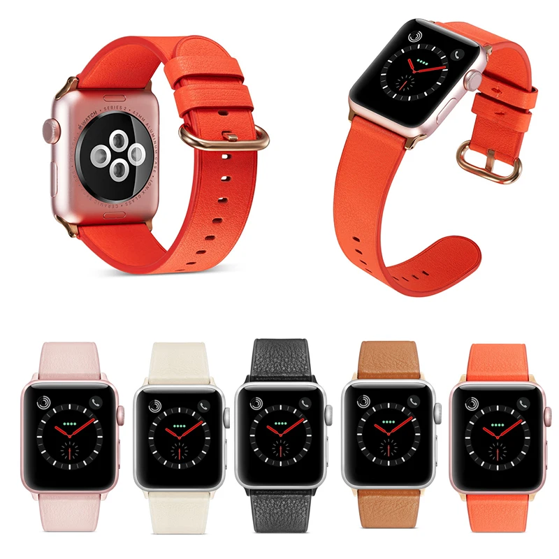 Для Apple Watch ремешок 44 мм 40 мм 42 мм 38 мм, Viotoo натуральная кожа оранжевый ремешок для Apple Watch для iWatch спортивные Ремешки для наручных часов