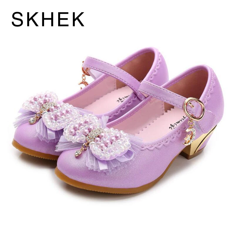 

SKHEK Flowers Girls Princess Shoes Sandals New Brand Summer Children Wedding Shoes For Student Glitter Kids Party Shoe Size