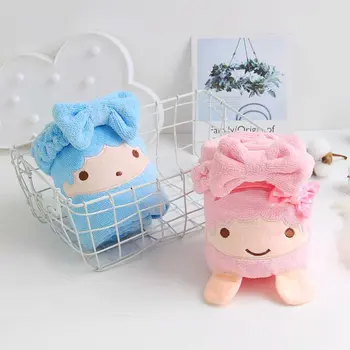 

New Cute Cartoon Doll Twin Star Girl Bath Towel+Bow Headband Set