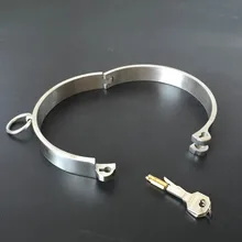 Solid 304 aço inoxidável lockable pescoço colar bdsm bondage restrições anel de asfixia escravo fetiche sm jogos brinquedos sexuais para mulher homem