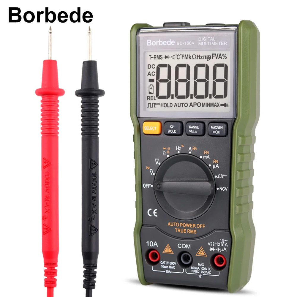 

Borbede BD-168A Mini Digital Multimeter DC/AC Auto Power off True RMS Max/Min NCV Square-wave output