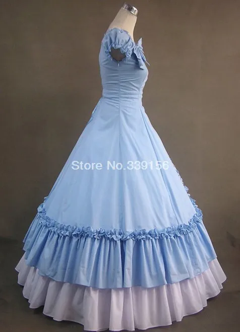 Милое голубое длинное готическое платье "Виктория"