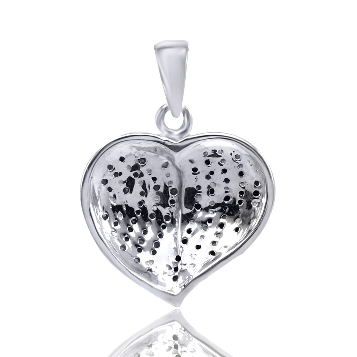 1/10Ct Round Cut Black & D/VVS1 18K Gold Over Heart Pendant # Free Stud Earrings (1)