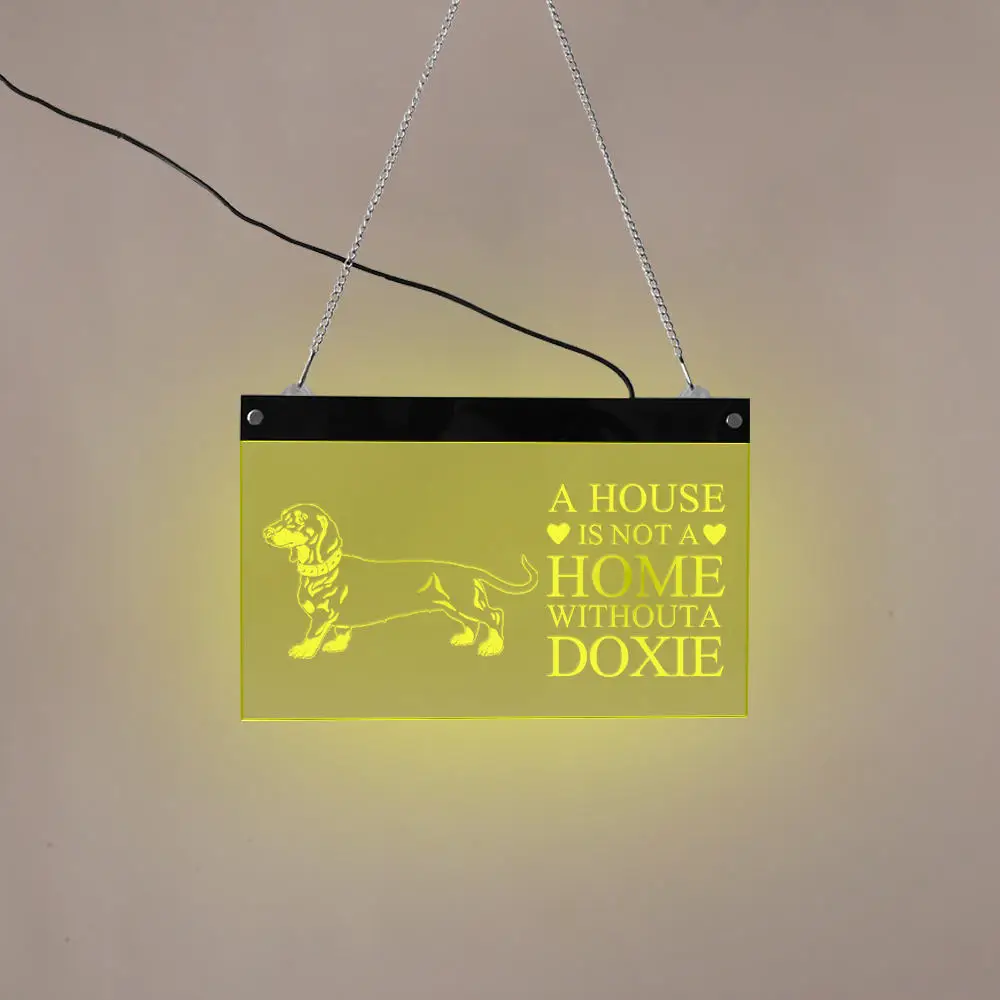 Такса собака светодиодный неоновый знак дом не без Doxie Pet Shop освещенный дисплей