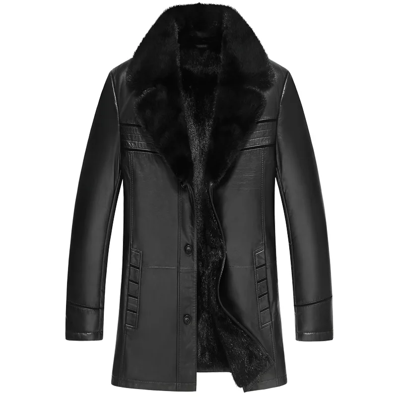 

Men's Leather Jacket Genuine Sheepskin Coat Winter Jacket Men Natural Mink Fur Warm Jackets Luxury Coats Chaqueta 1747 MY1706