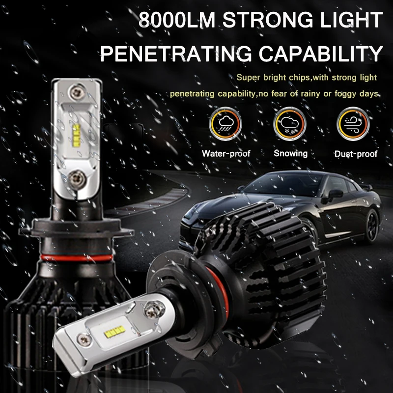 LARATH New Design T8 H8 LED Car Headlight 60W 8000LM ZES 6500K LED Headlight Bulb H4 H7 H11 H1 H3 9006 Car Light Fog Lamp