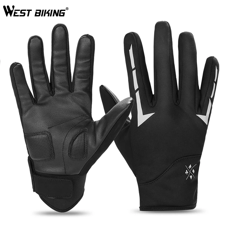 WEST BIKING зимние велосипедные перчатки Guantes Ciclismo лыжные велосипедные перчатки унисекс тепловые флисовые велосипедные перчатки с сенсорным экраном