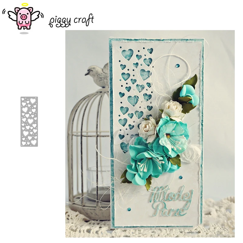 

Piggy Craft metal cutting dies cut die mold Heart background frame Scrapbook paper craft knife mould blade punch stencils dies