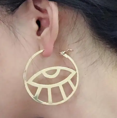 6 пара/лот,, Модные металлические серьги с большими глазами