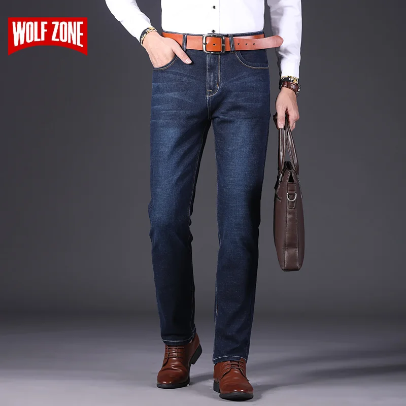 Fashion Autumn Winter Slim Fit Jeans Men Solid Male Adult Casual Long ...