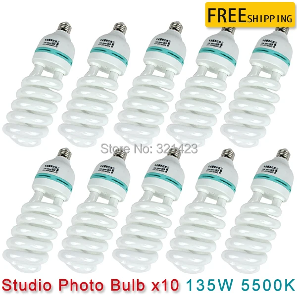 10 pcs CFL Photography Lighting Video 150W Bulbs Daylight Balanced Energy Saving fluorescent Lamp photo studio 135W E27 5500K |