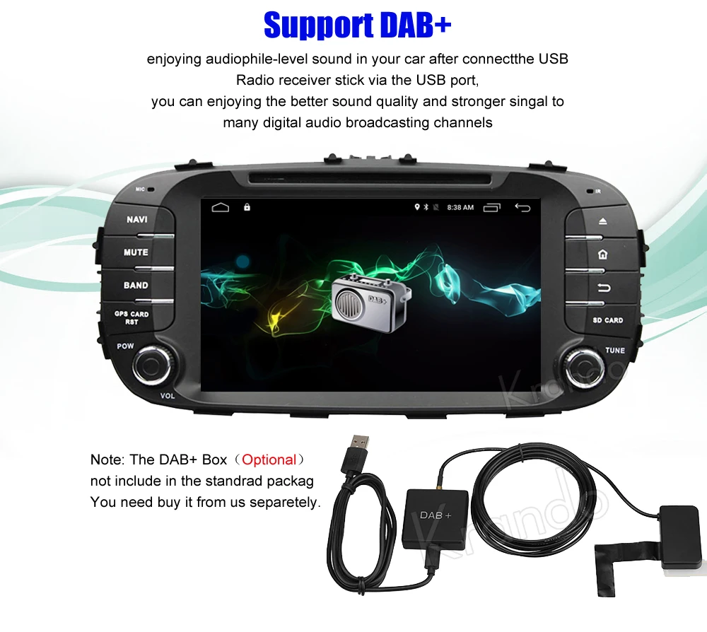 Flash Deal Krando 8" Android 9.0 car navigation multimedia system for Kia Soul 2014+ audio radio gps dvd player WIFI 3G DAB+ 10